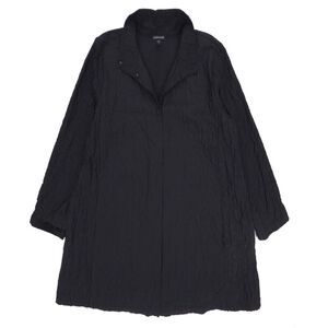 NEW Eileen Fisher 100% Silk Stand Collar Long Jacket Minimal Quiet Luxury Lagom